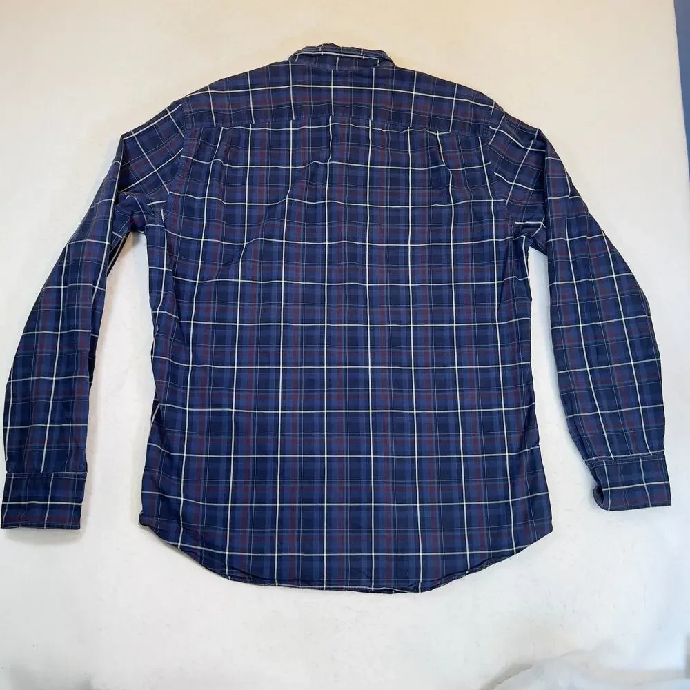 J. Crew Factory Button Down Shirt Men L Plaid Long Sleeve Light Weight Woven